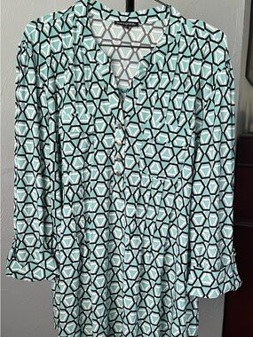 Ava & Grace Mint Geometric Print Blouse XL EUC